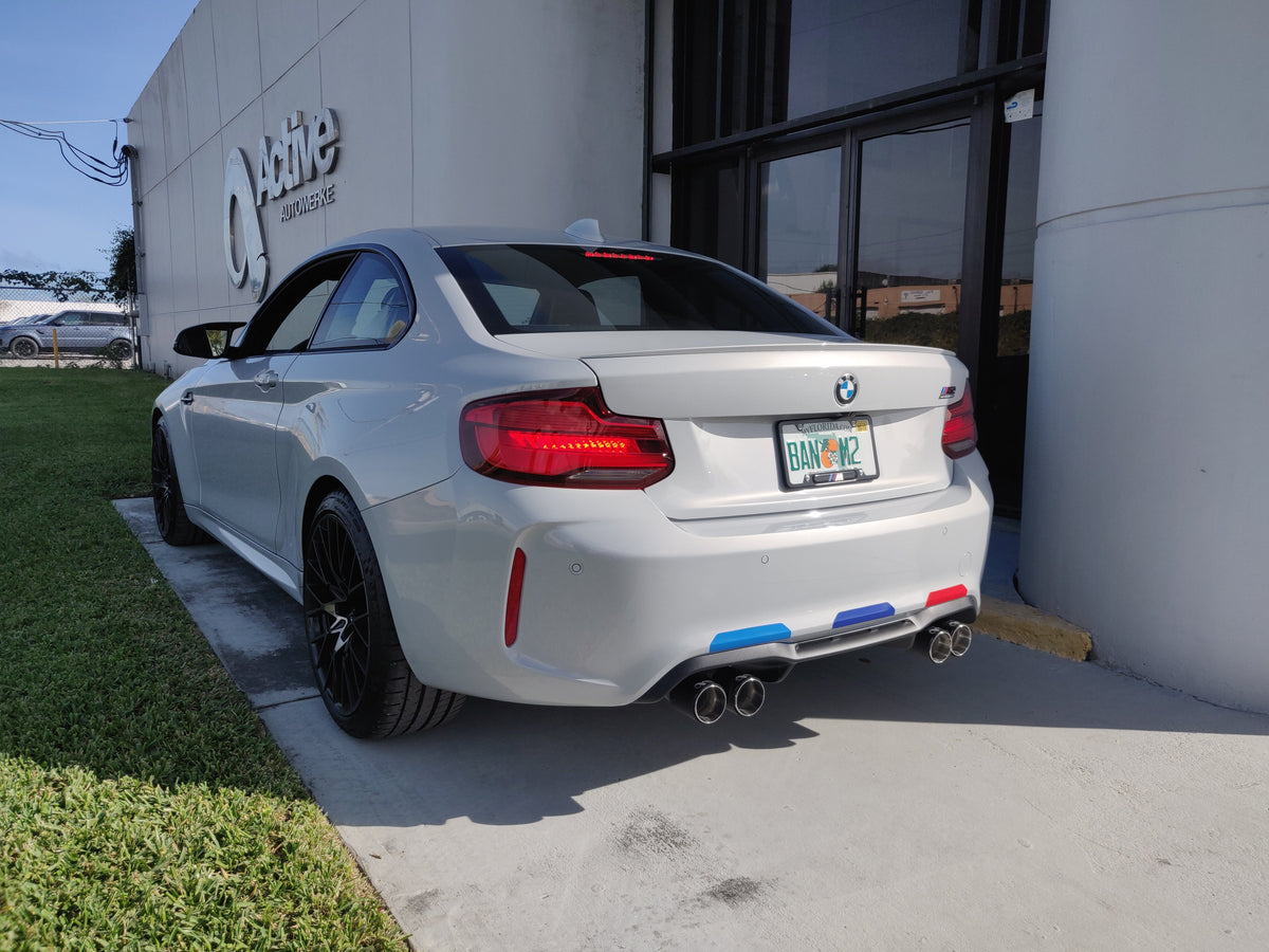 F87 M2 Competition Signature Exhaust System includes Active F-brace.