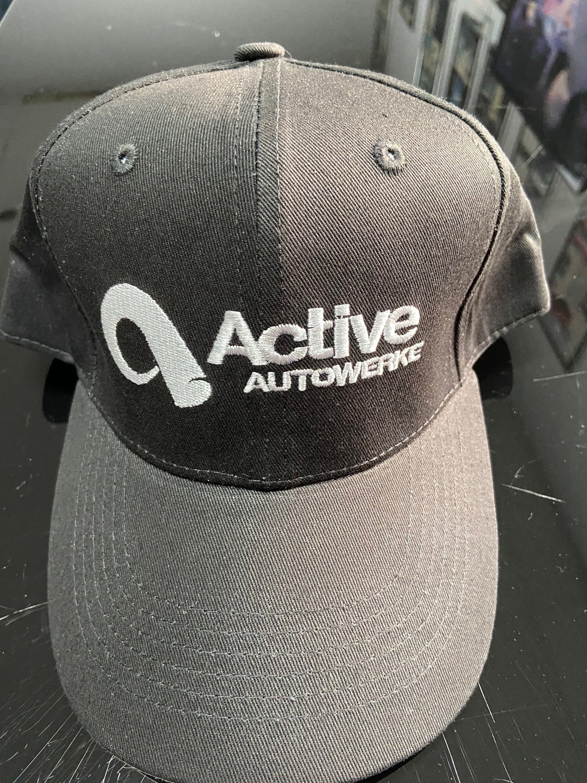 Active Autowerke 6-Panel Black Snapback Hat.