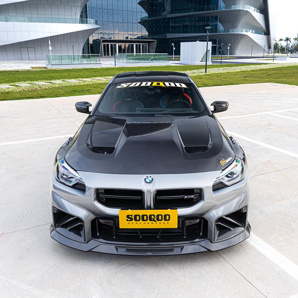 SOOQOO BMW M2 G87 Vented Hood In Prepreg Carbon Fiber — product view 6