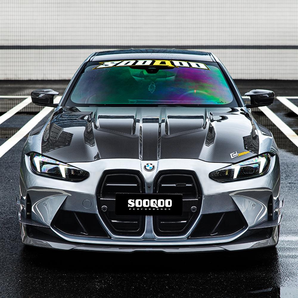 SOOQOO BMW M3 G80 M4 G82 Vented Hood In Prepreg Carbon Fiber — product view 2