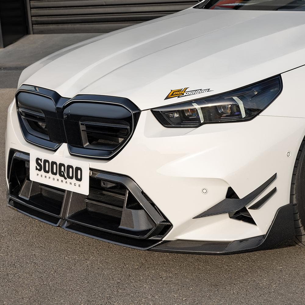 SOOQOO V2 BMW M5 G90 Front Lip In Prepreg Carbon Fiber — product view 2