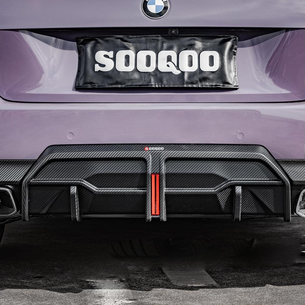 SOOQOO BMW 2 Series G42 Rear Diffuser W/brake Light In Prepreg Carbon Fiber — product view 11