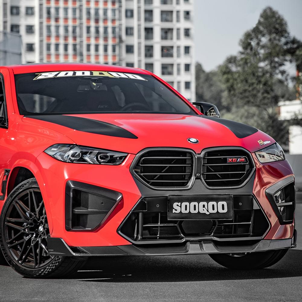 SOOQOO BMW X6M F96 LCI Front Lip In Prepreg Carbon Fiber — product view 2