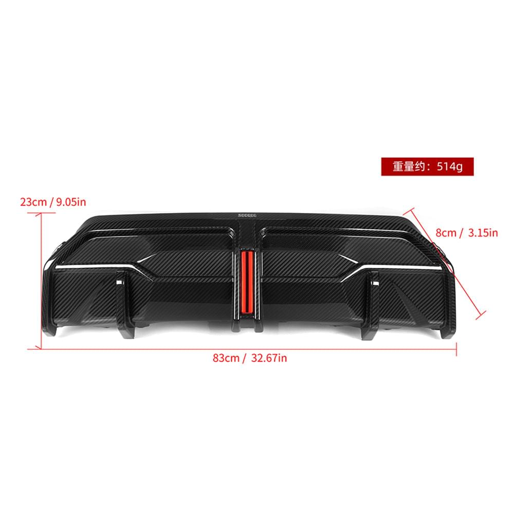 SOOQOO BMW 2 Series G42 Rear Diffuser W/brake Light In Prepreg Carbon Fiber — product view 9