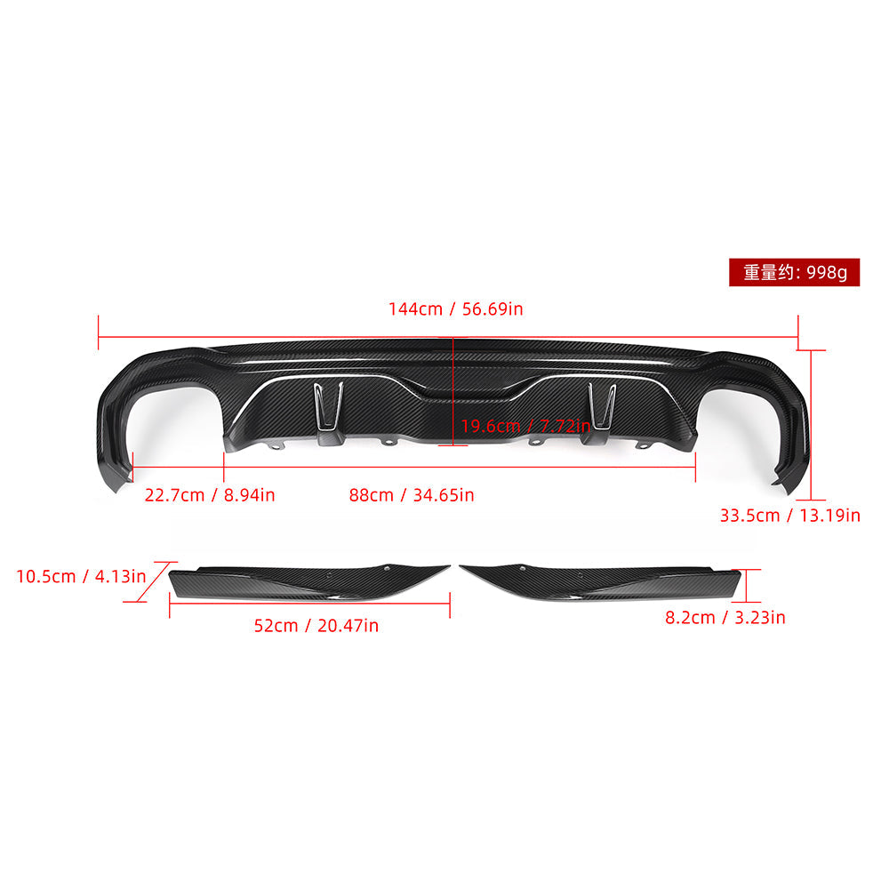 SOOQOO BMW 4 Series G26 Rear Diffuser Dual Tips In Prepreg Carbon Fiber — product view 8