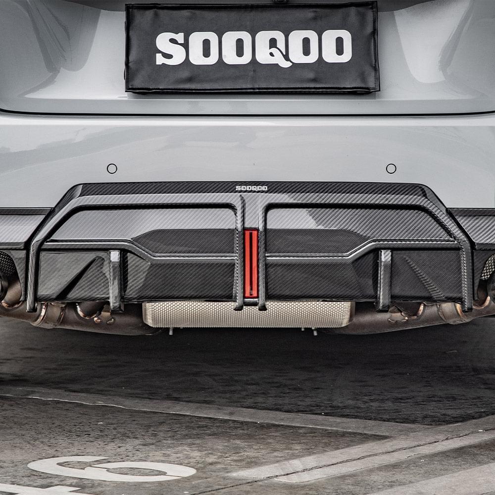 SOOQOO BMW 2 Series G42 Rear Diffuser W/brake Light In Prepreg Carbon Fiber — product view 2