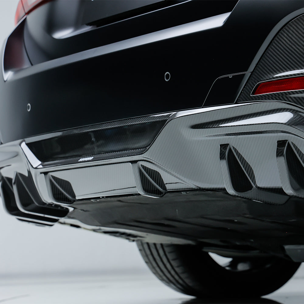 SOOQOO BMW I4 G26 Rear Diffuser In Prepreg Carbon Fiber — product view 4