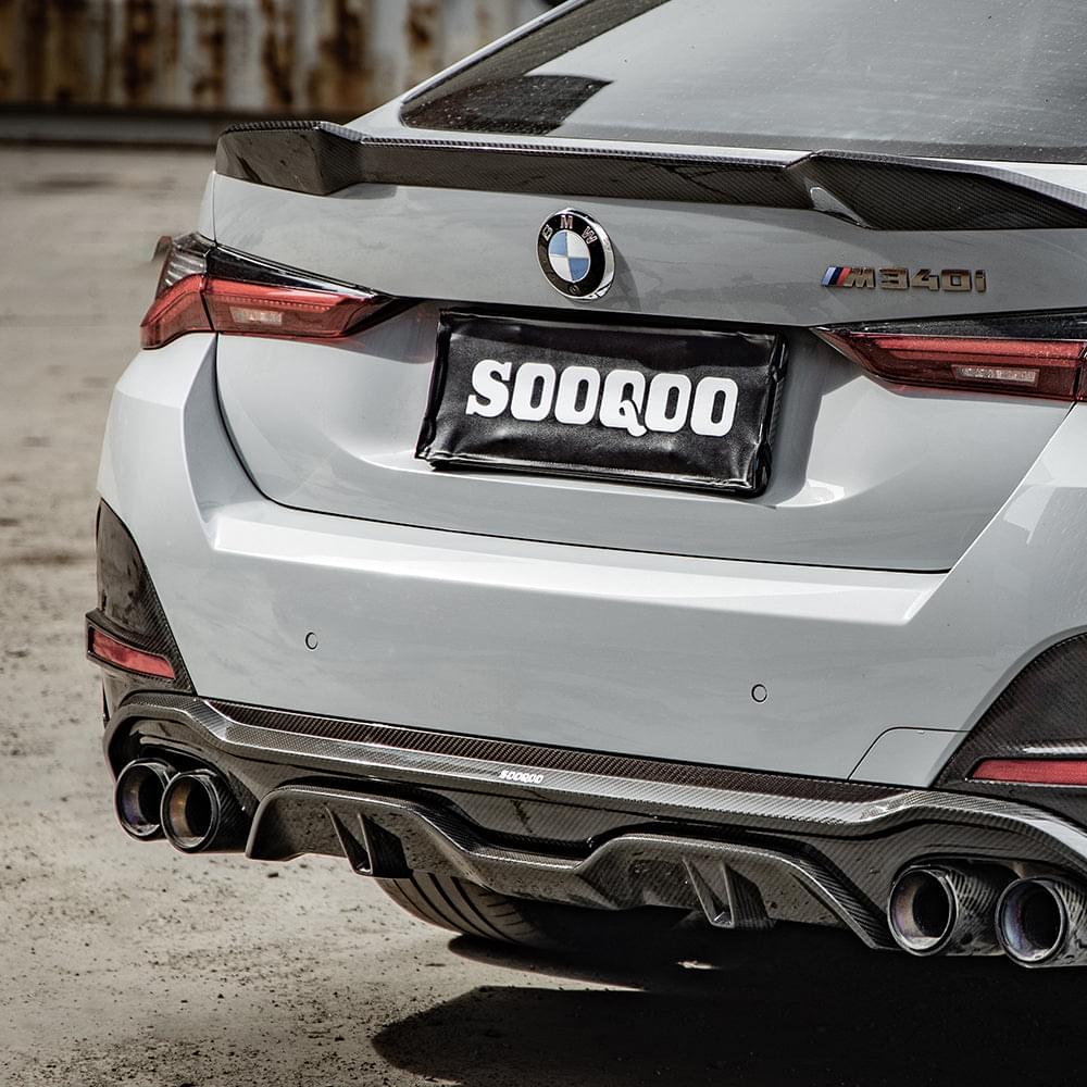 SOOQOO BMW 4 Series G26 Rear Diffuser Dual Tips In Prepreg Carbon Fiber — product view 2