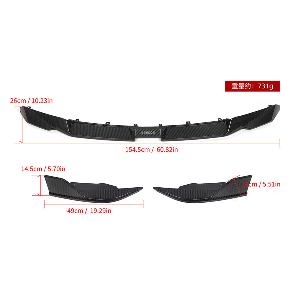 SOOQOO BMW M8 F9x Front Lip In Prepreg Carbon Fiber — product view 9
