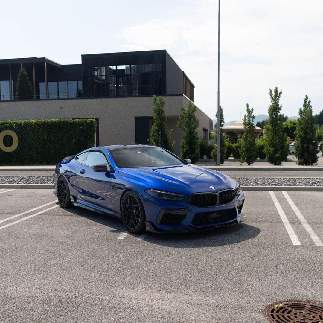 SOOQOO BMW M8 F9x Front Lip In Prepreg Carbon Fiber — product view 12