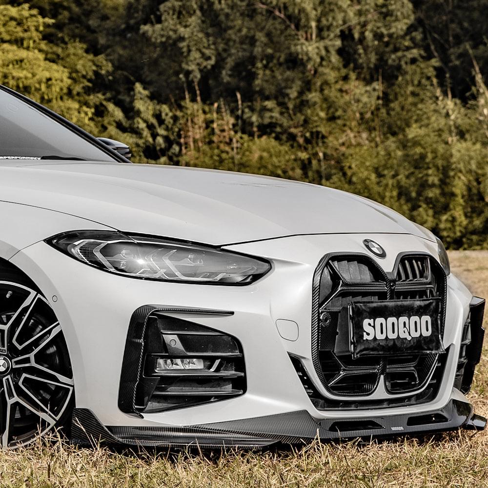 SOOQOO BMW 4 Series G22 Front Bumper Inserts In Prepreg Carbon Fiber — product view 6
