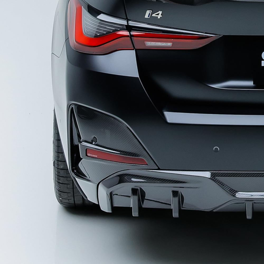 SOOQOO BMW 4 Series G26 Rear Bumper Inserts In Prepreg Carbon Fiber — product view 2