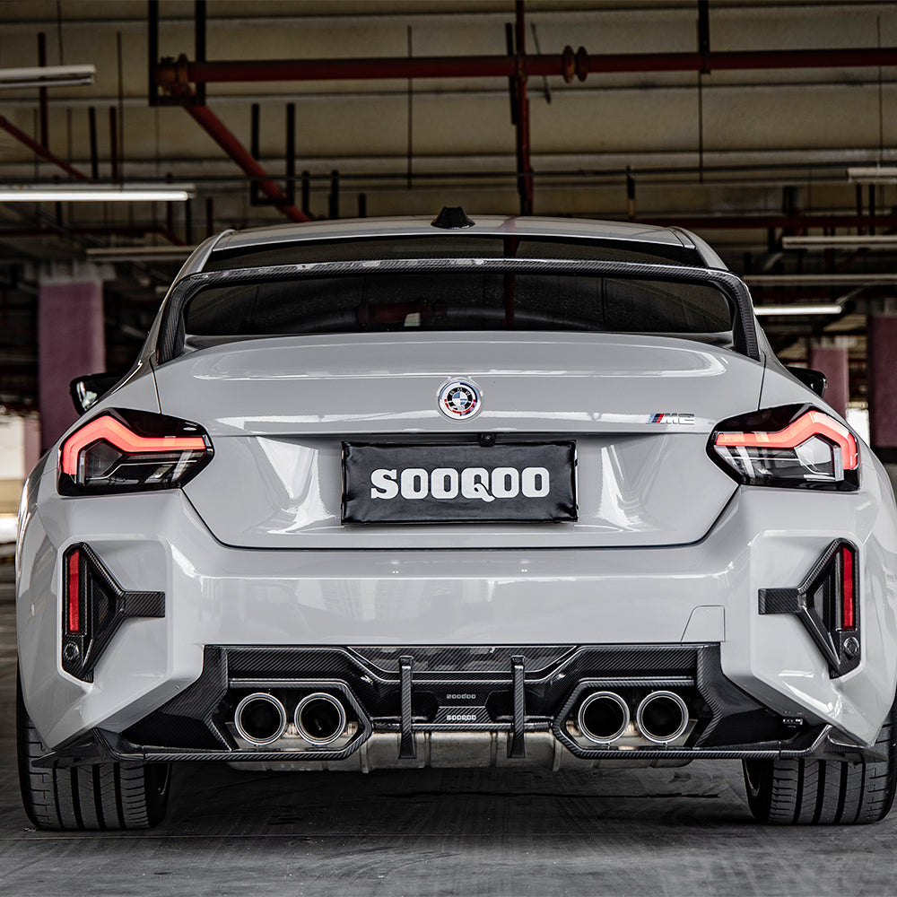 SOOQOO BMW M2 G87 Rear Bumper Inserts In Prepreg Carbon Fiber — product view 4