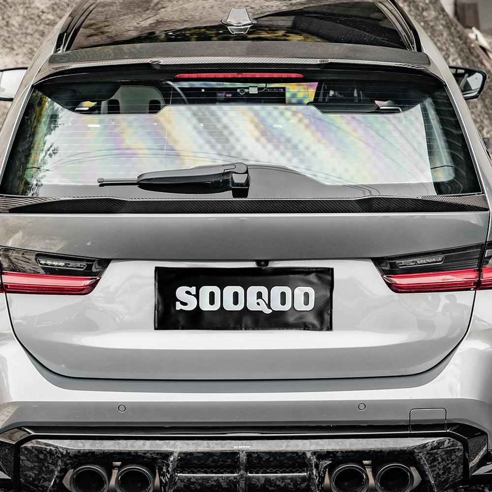 SOOQOO BMW M3 G81 Rear Spoiler In Prepreg Carbon Fiber — product view 2