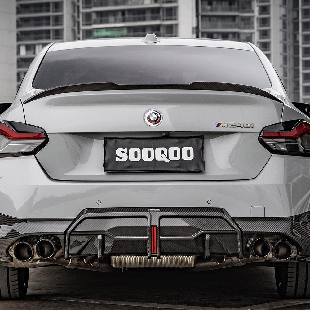 SOOQOO BMW 2 Series G42 Rear Spoiler In Prepreg Carbon Fiber — product view 2