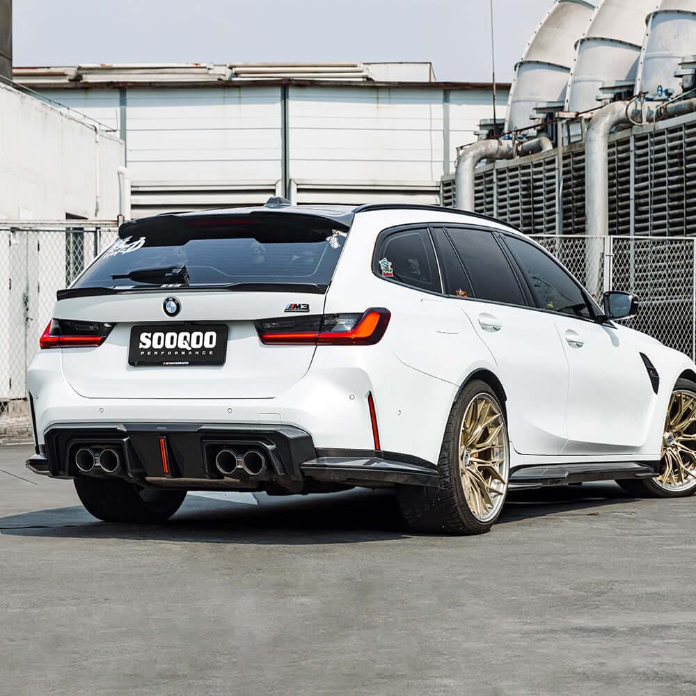 SOOQOO V2 BMW M3 G80 Rear Diffuser W/Brake Light In Prepreg Carbon Fiber — product view 4