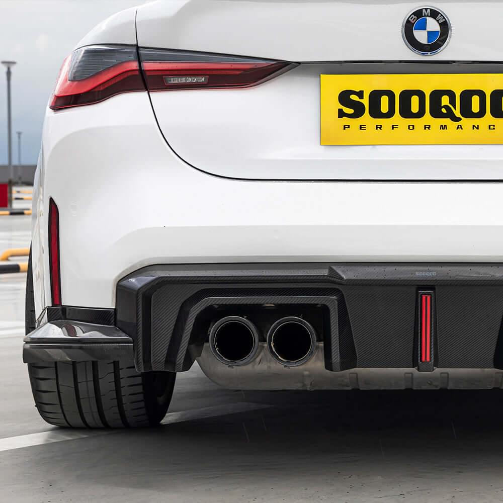 SOOQOO V2 BMW M4 G82 Rear Diffuser W/Brake Light In Prepreg Carbon Fiber — product view 4