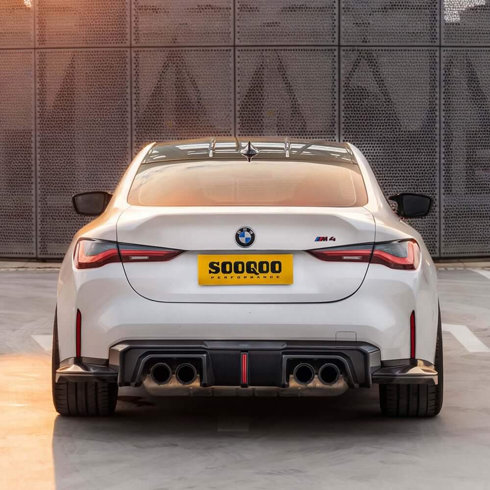 SOOQOO V2 BMW M4 G82 Rear Diffuser W/Brake Light In Prepreg Carbon Fiber — product view 8