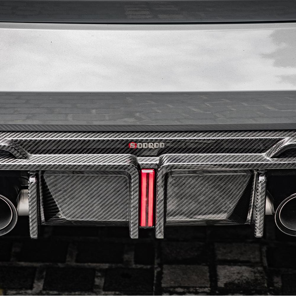 SOOQOO V1 BMW M3 G80 Rear Diffuser W/Brake Light In Prepreg Carbon Fiber — product view 6