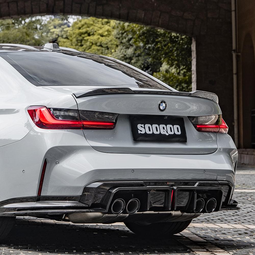 SOOQOO V1 BMW M3 G80 Rear Diffuser W/Brake Light In Prepreg Carbon Fiber — product view 10
