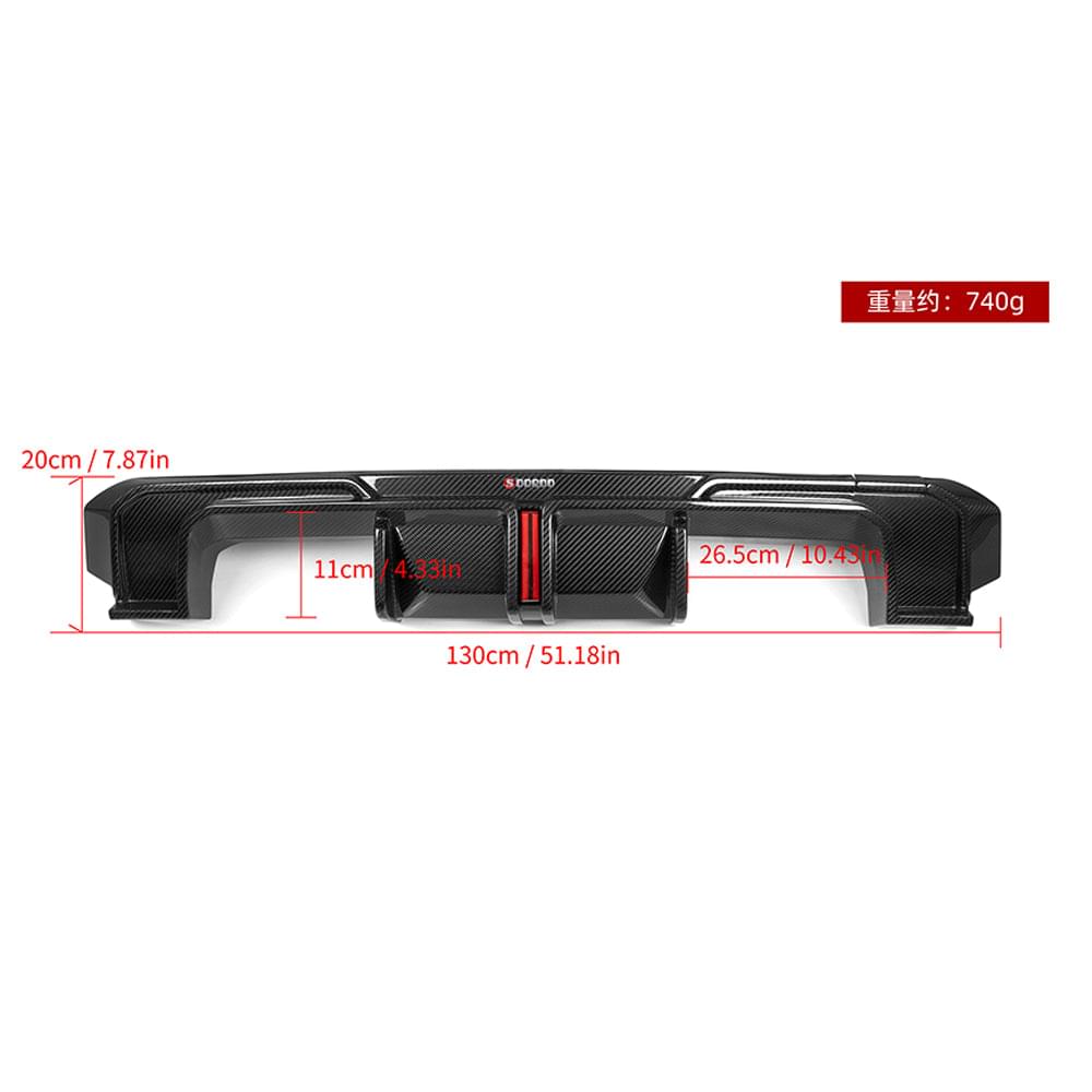 SOOQOO V1 BMW M3 G80 Rear Diffuser W/Brake Light In Prepreg Carbon Fiber — product view 11