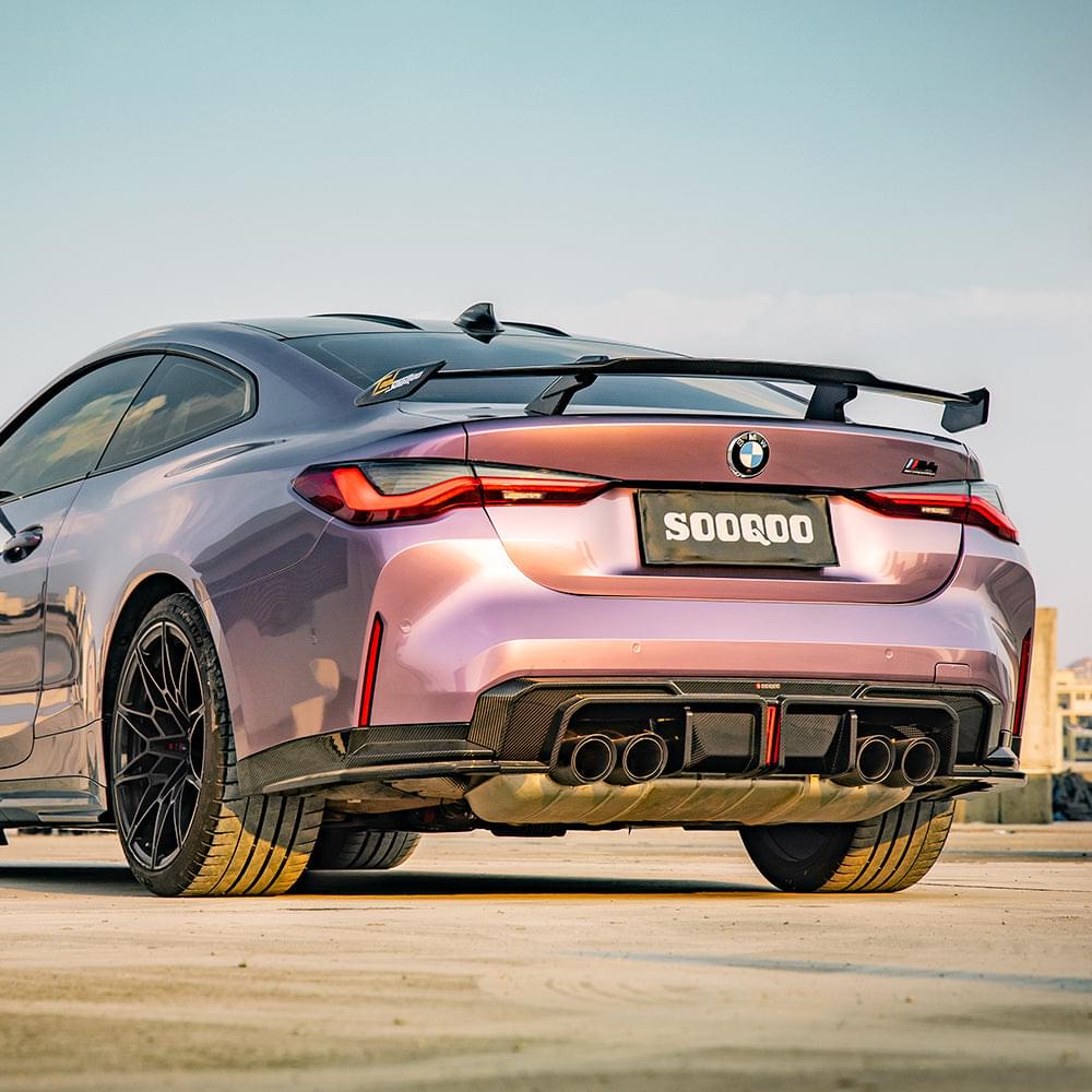 SOOQOO V1 BMW M4 G82 Rear Diffuser W/Brake Light In Prepreg Carbon Fiber — product view 8