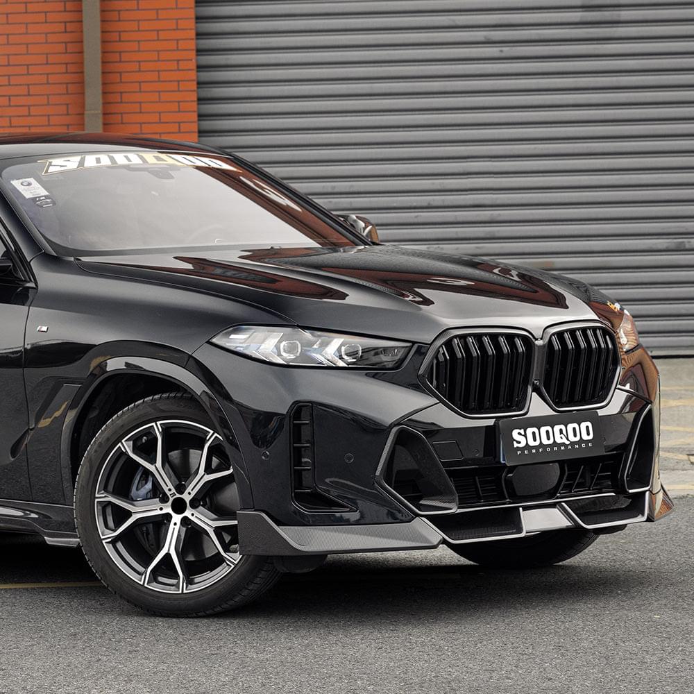 SOOQOO BMW X6 G06 LCI Front Lip In Prepreg Carbon Fiber — product view 6