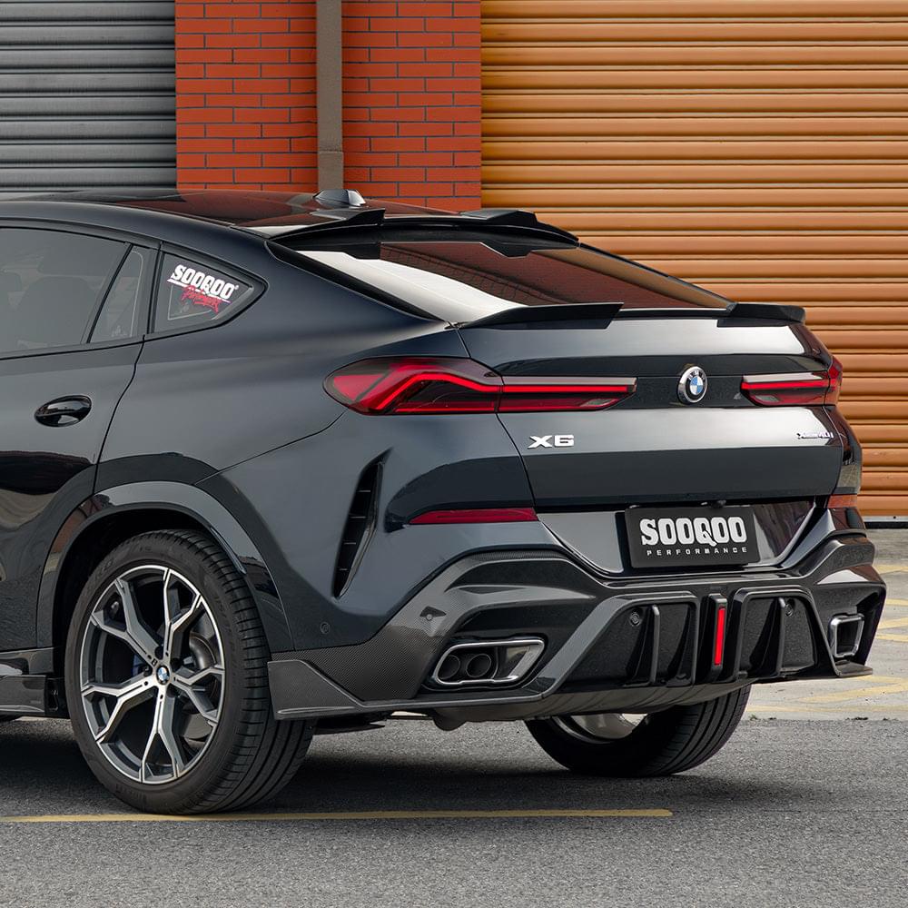 SOOQOO BMW X6 G06 Rear Diffuser W/Brake Light In Prepreg Carbon Fiber — product view 4