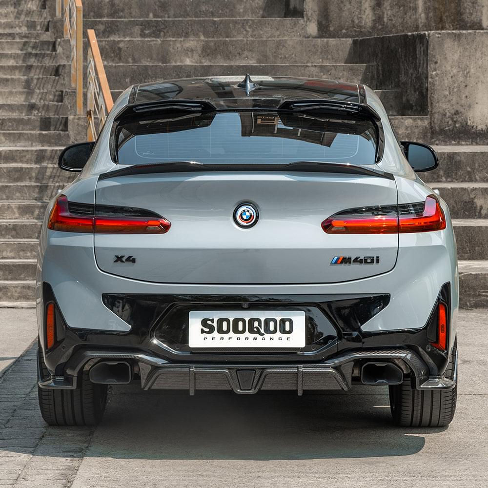 SOOQOO BMW X4 G02 LCI Rear Diffuser W/Brake Light In Prepreg Carbon Fiber — product view 2