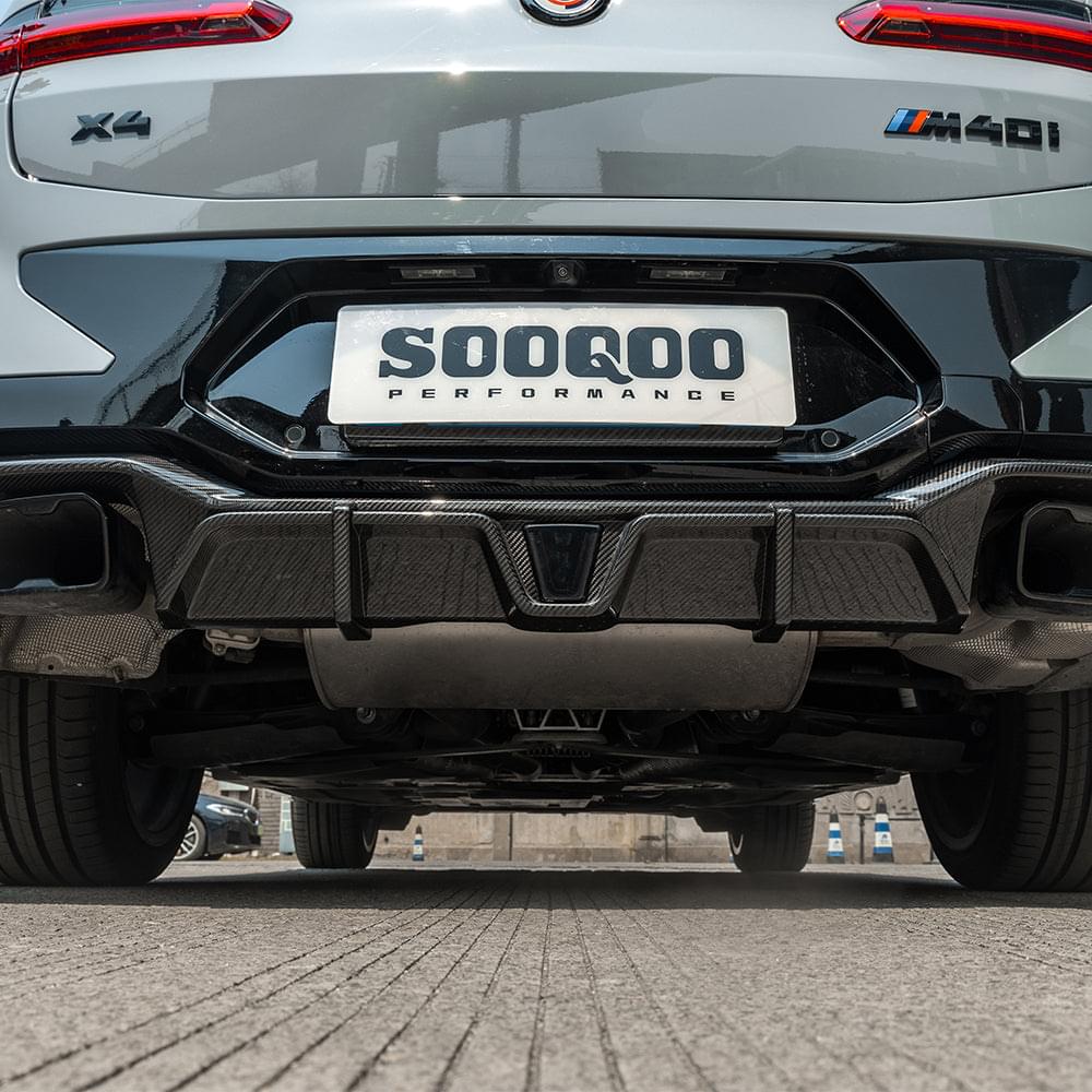 SOOQOO BMW X4 G02 LCI Rear Diffuser W/Brake Light In Prepreg Carbon Fiber — product view 8