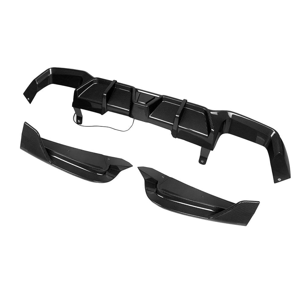SOOQOO BMW X4M F98 LCI Rear Diffuser W/Brake Light In Prepreg Carbon Fiber — product view 5