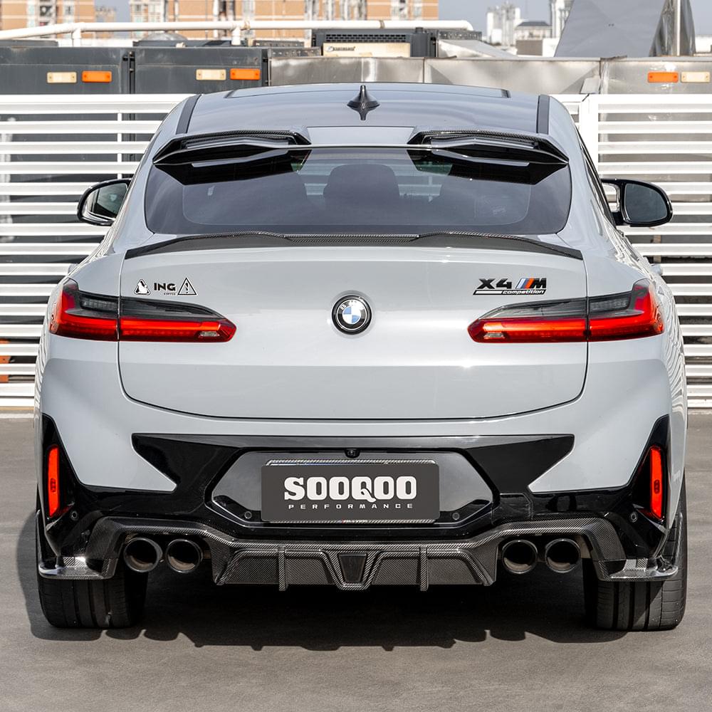 SOOQOO BMW X4M F98 LCI Rear Diffuser W/Brake Light In Prepreg Carbon Fiber — product view 4