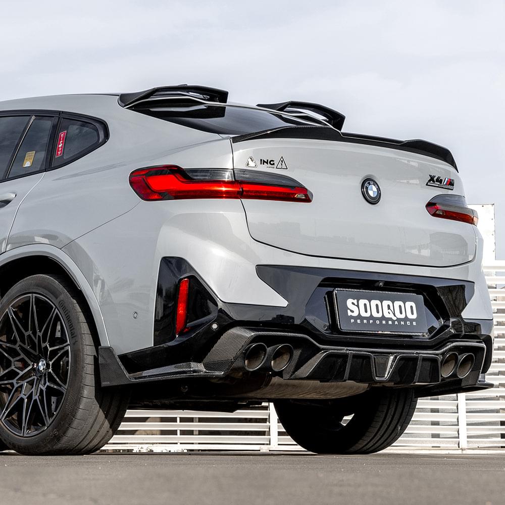 SOOQOO BMW X4M F98 LCI Rear Diffuser W/Brake Light In Prepreg Carbon Fiber — product view 2