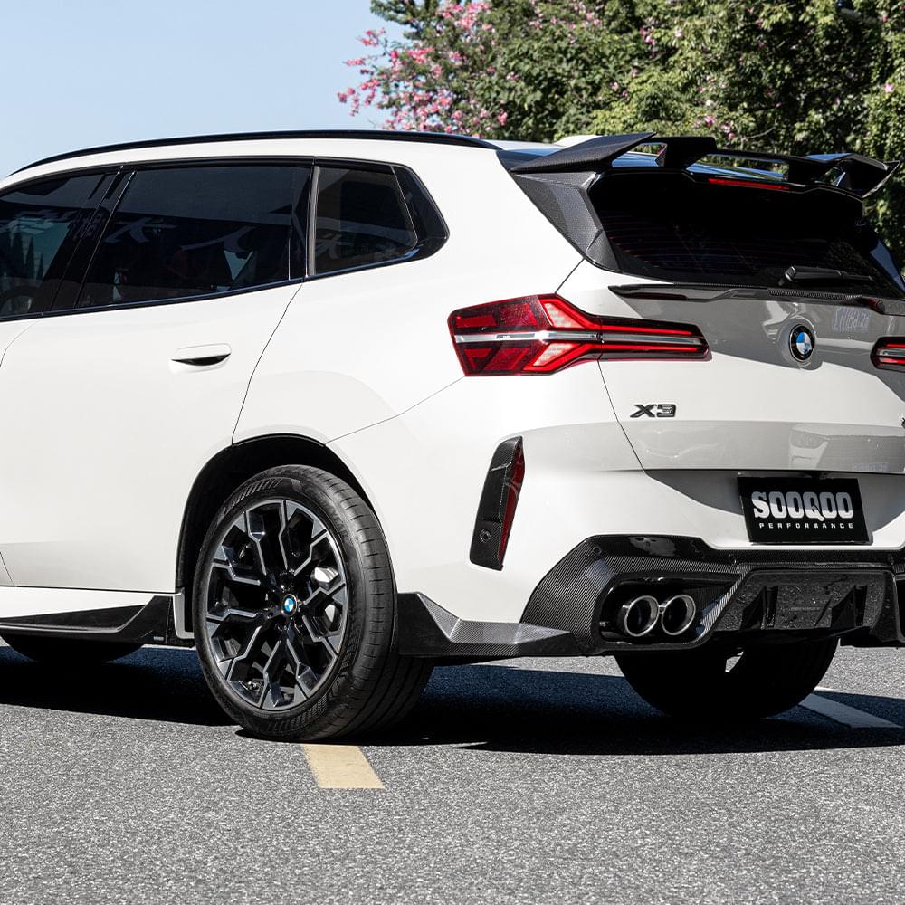 SOOQOO BMW X3 G45 Rear Bumper Inserts In Prepreg Carbon Fiber — product view 2
