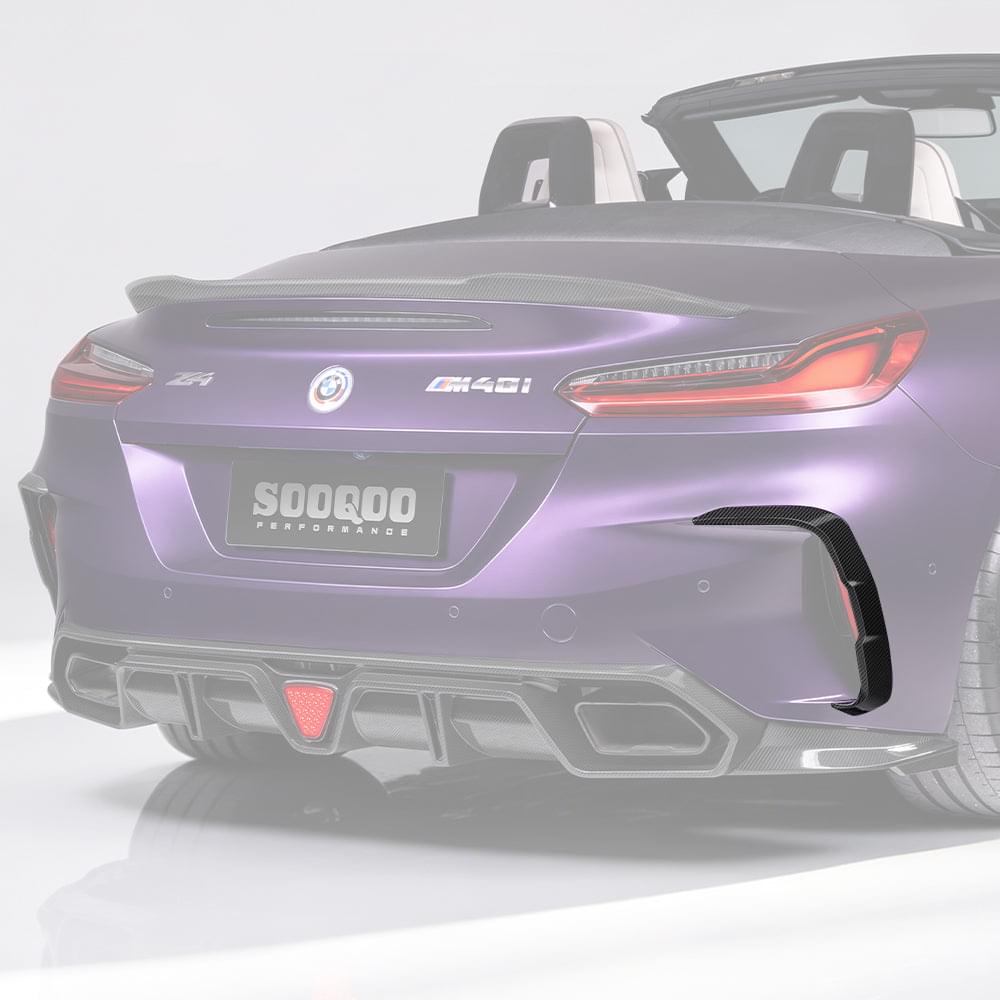 SOOQOO BMW Z4 G29 Rear Bumper Inserts In Prepreg Carbon Fiber — product view 2