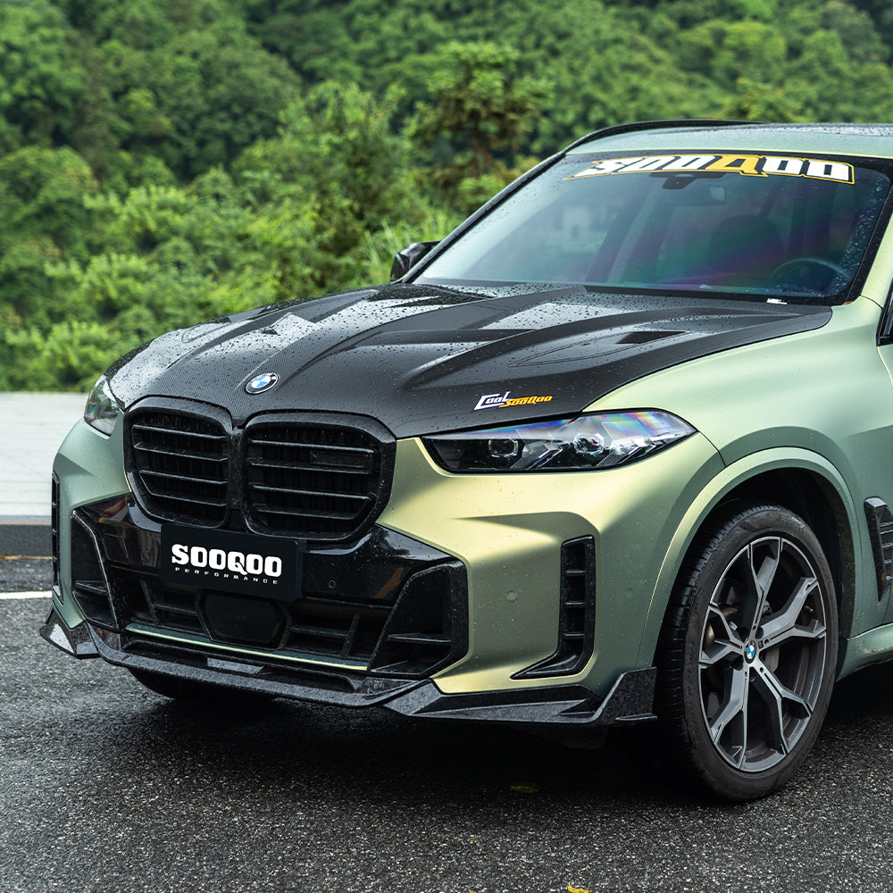 SOOQOO BMW X5M F95 Vented Hood In Gloss Carbon — product view 2