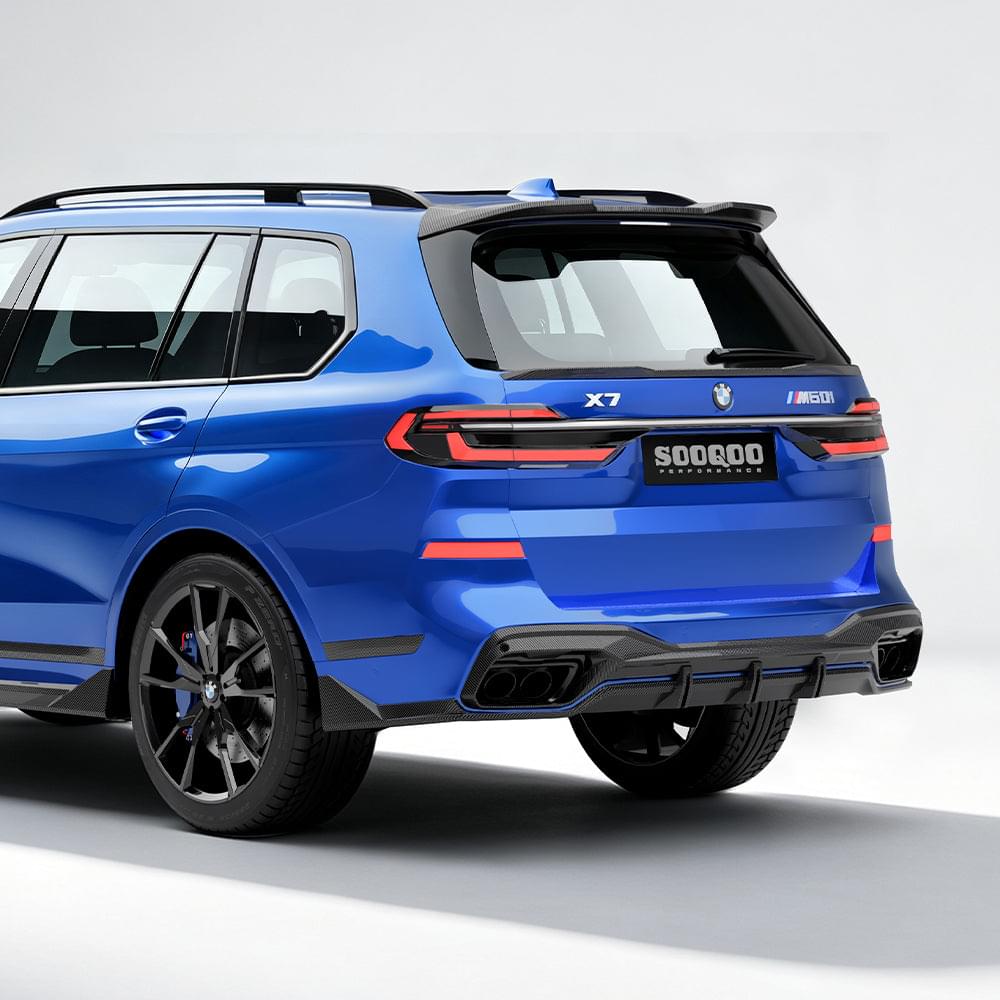 SOOQOO BMW X7 G07 Rear Diffuser In Gloss Carbon — product view 2