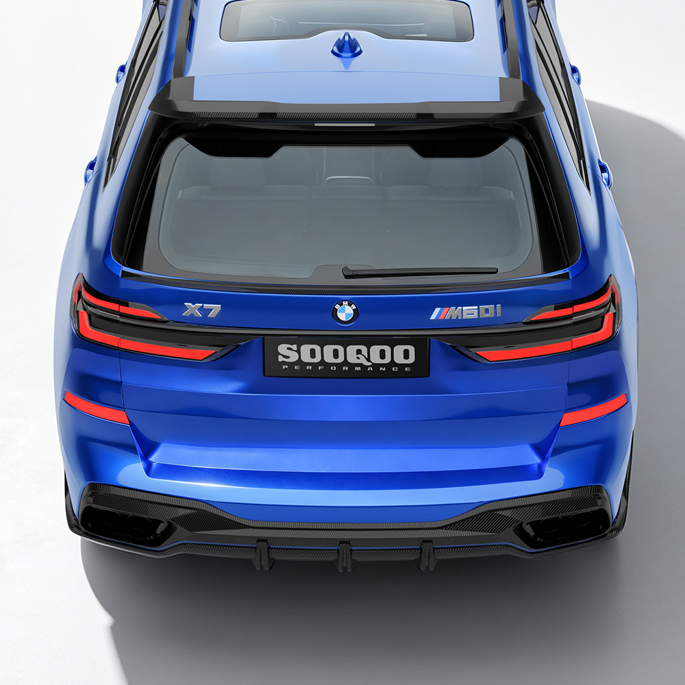 SOOQOO BMW X7 G07 Rear Spoiler In Gloss Carbon — product view 2