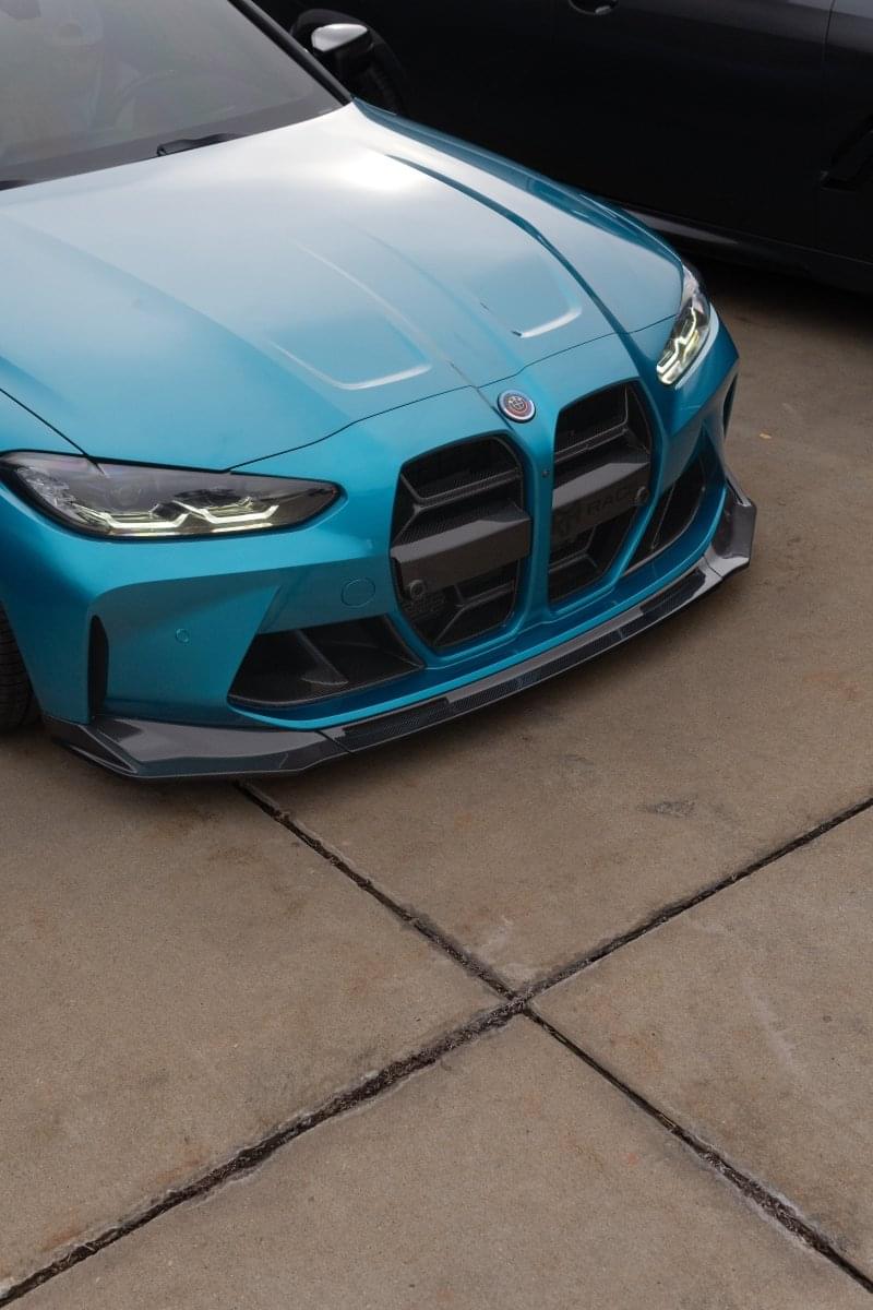 BMW G8X M3 / M4 VR1 Style 3-Piece Carbon Fiber Front Lip Splitter.