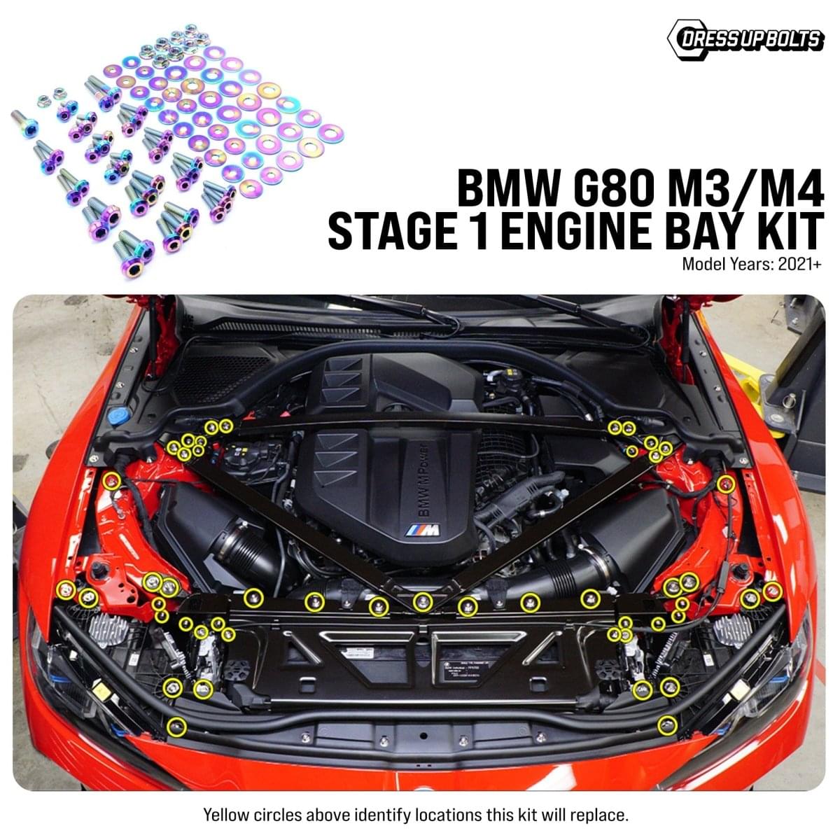 Dress Up Bolts Stage 1 Titanium Hardware Engine Bay Kit - BMW G80 M3/M4 (2021+).