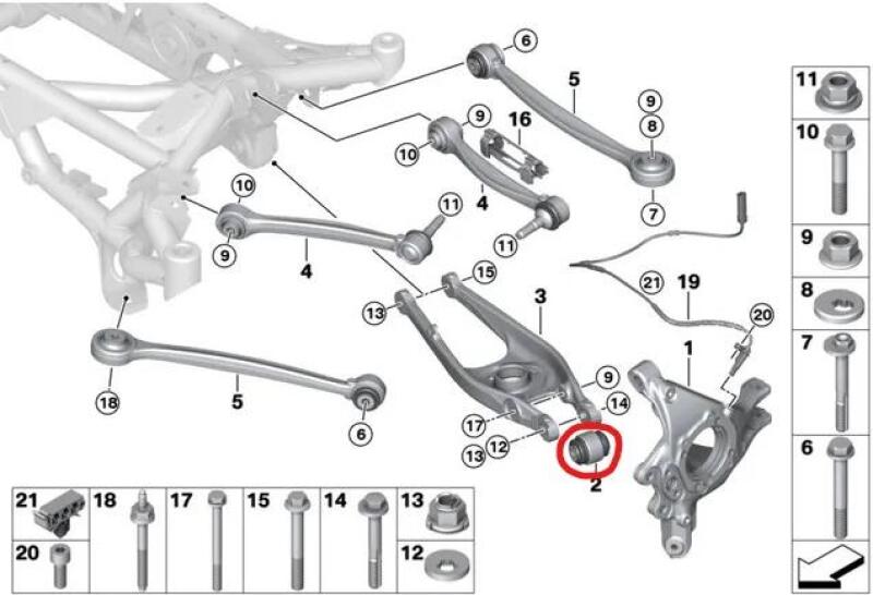 SPL Parts 04-19 BMW 3 Series/4 Series (E9X/F3X/F8X) Rear Lower Control Arm Knuckle Bushing - COLORADO N5X