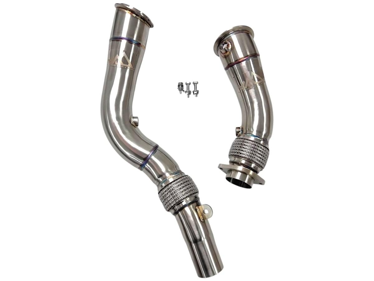 MAD BMW S55 3.5" Fat Boy Downpipes M2C M3 M4 W/ Flex Section.