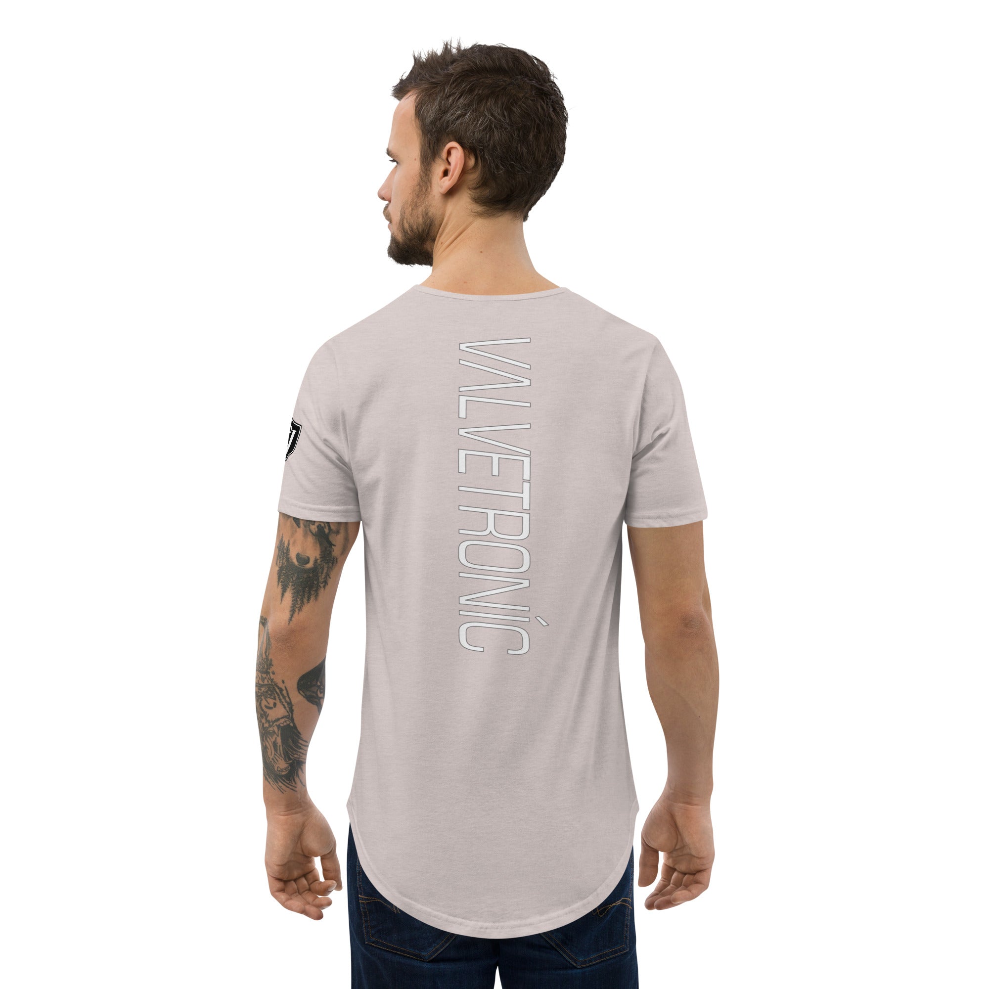 Valvetronic Men's Curved Hem T-Shirt white text - COLORADO N5X