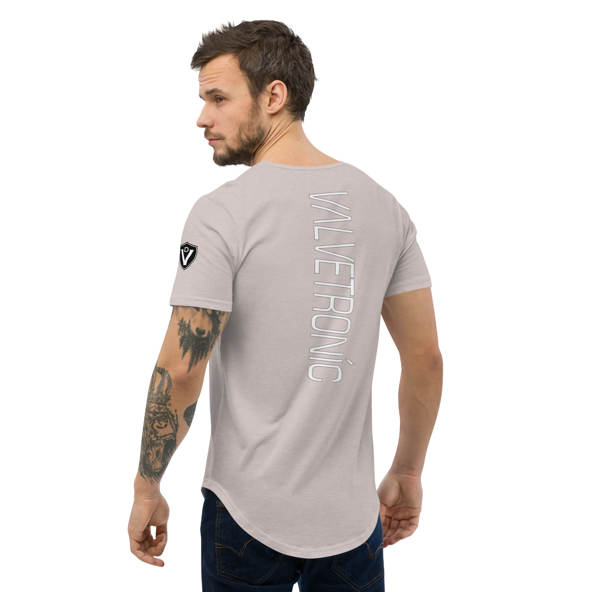 Valvetronic Men's Curved Hem T-Shirt white text - COLORADO N5X