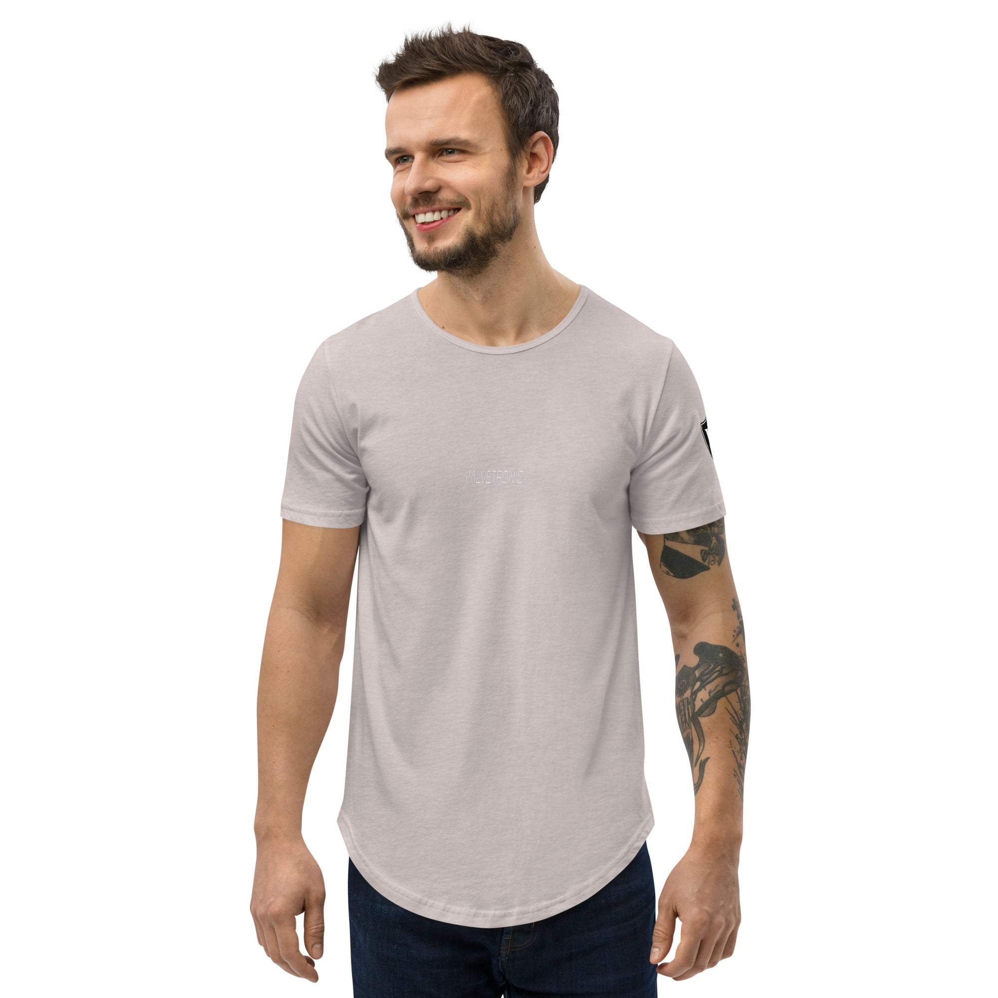 Valvetronic Men's Curved Hem T-Shirt white text - COLORADO N5X