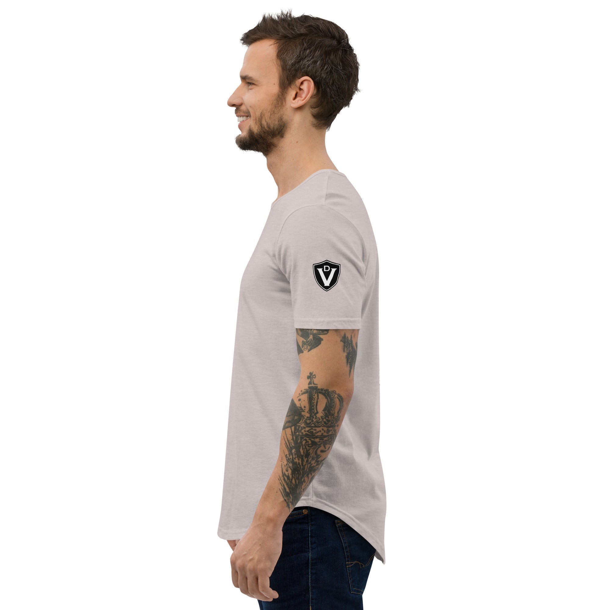 Valvetronic Men's Curved Hem T-Shirt white text - COLORADO N5X