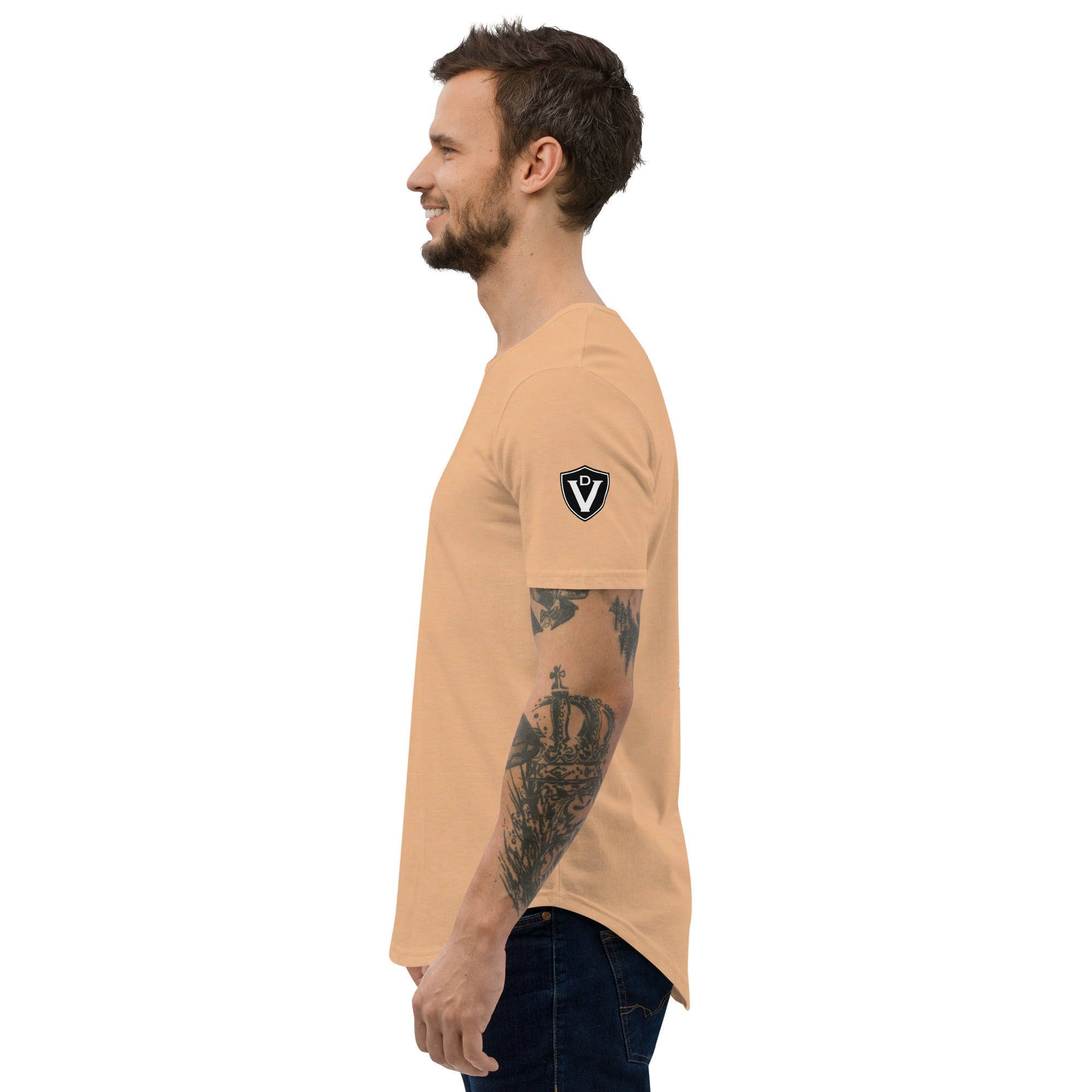 Valvetronic Men's Curved Hem T-Shirt white text - COLORADO N5X