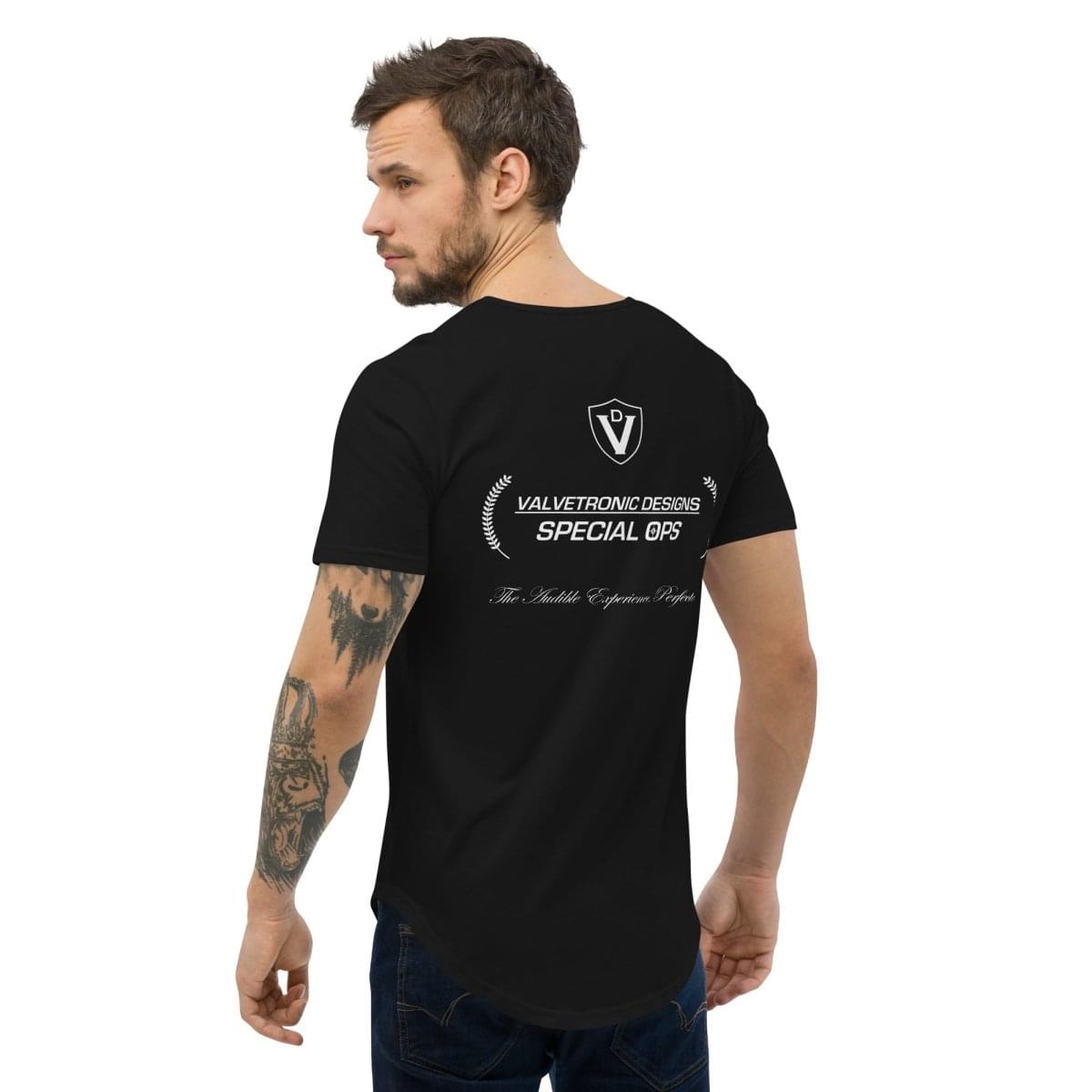 Men's Curved Hem T-Shirt Large special ops logo ( dark base colors).
