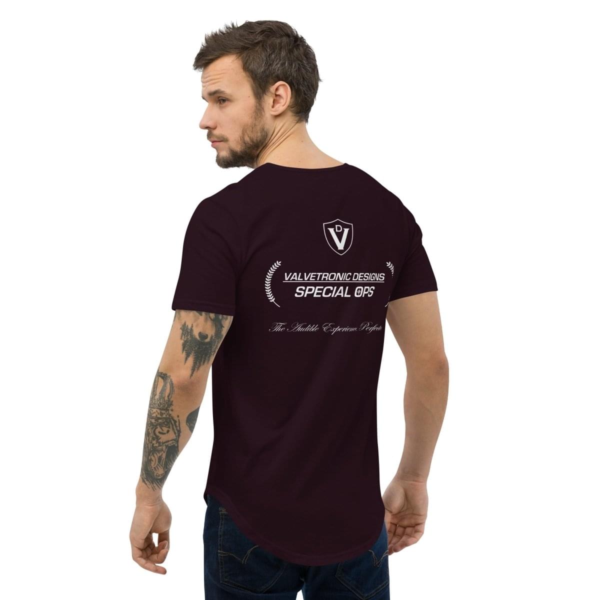 Men's Curved Hem T-Shirt Large special ops logo ( dark base colors).