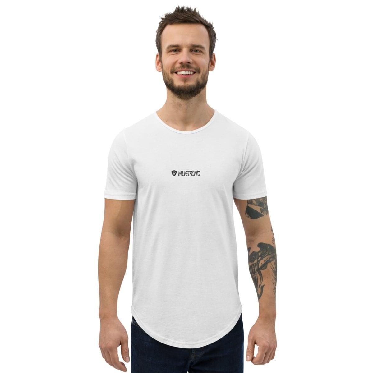 Men's Curved Hem T-Shirt White logo (Valvetronic).